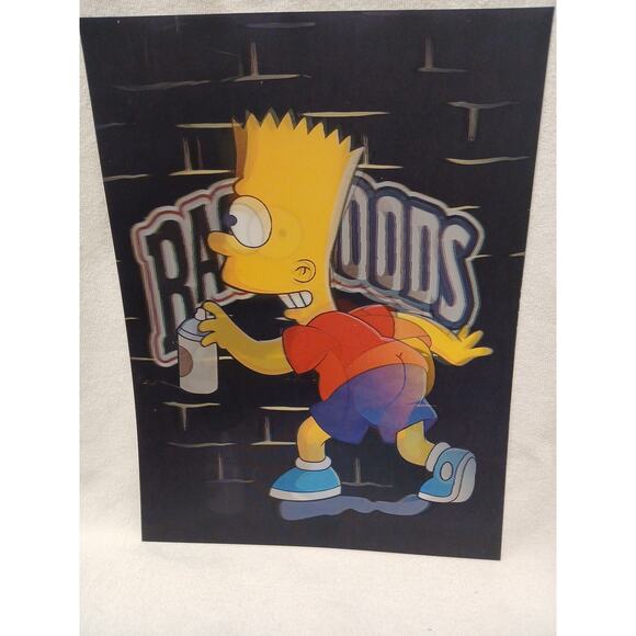 Vintage Bart Simpson 3D Movement backwoods Holographic Poster Shorts On/Off But - Picture 1 of 16